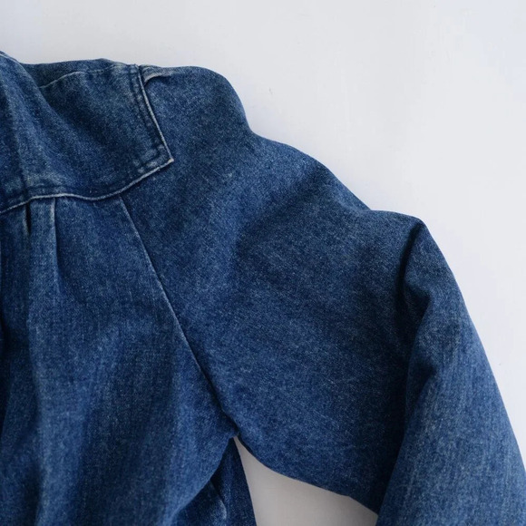 Vintage Denim Trucker Jacket Red Black Checker Flannel Lined Button Up Jacket L - Picture 9 of 13